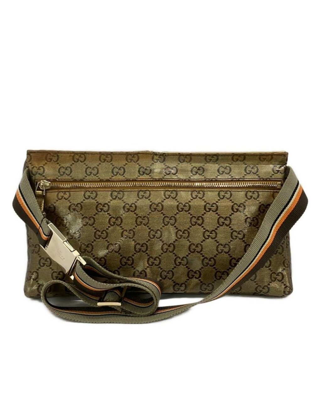 Gucci Waist Pouch Crystal GG Gold Leather - Picture 3 of 13